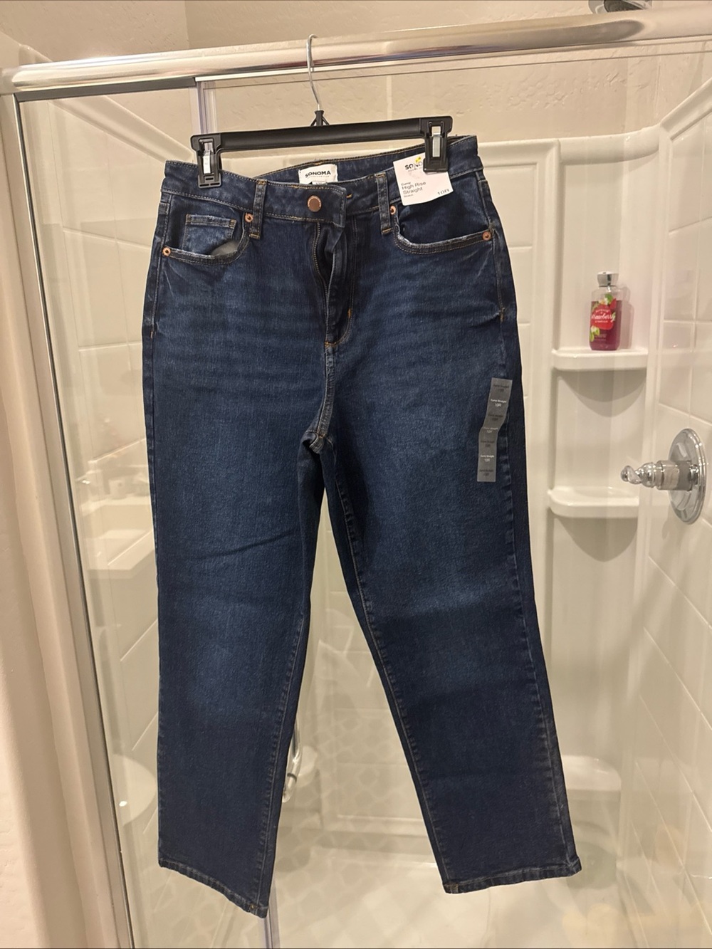 Dark Blue Women's High-Rise Straight Jeans